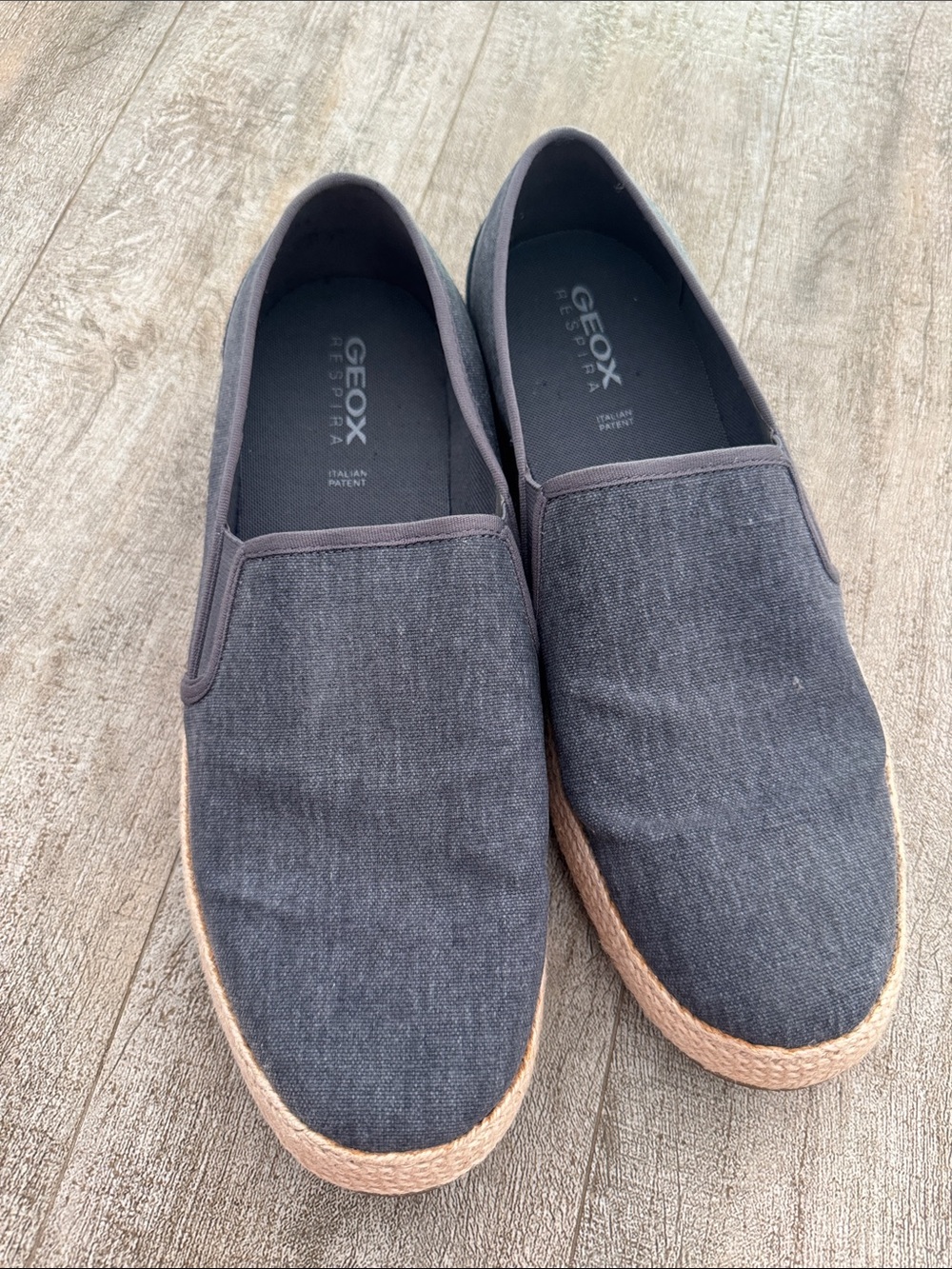 Geox Men's Dark Gray Slip-On Espadrille with Jute Trim
